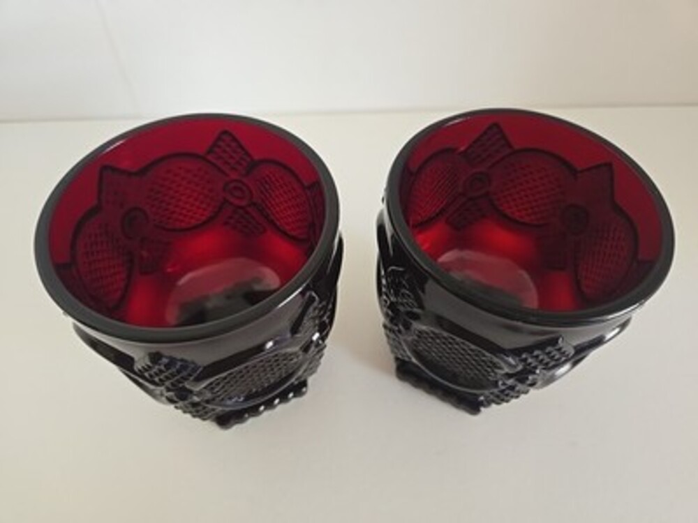 Red Tumblers Footed Avon 1876 Cape Cod Vintage - Picture 3 of 7